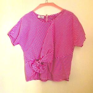 Weill Pink and white top! Brand new, never been worn. Size Small with Pink bow!